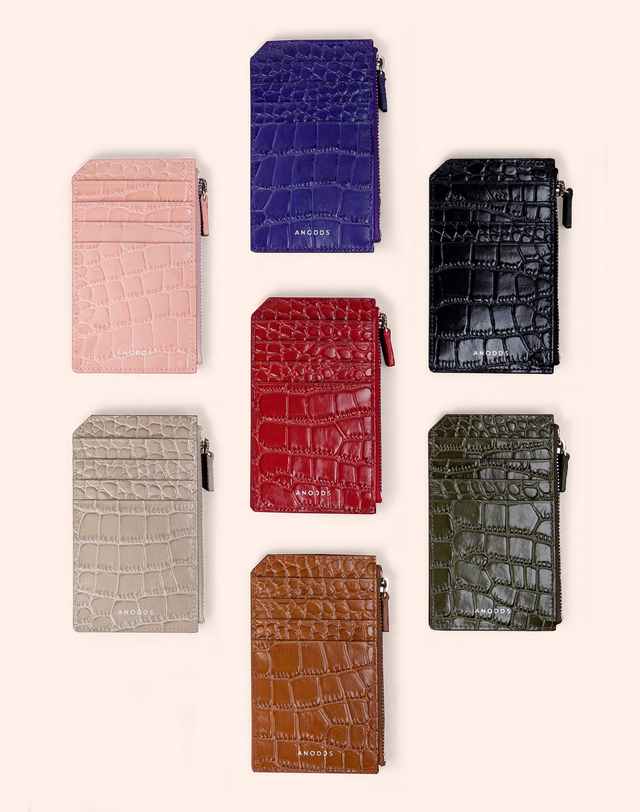 앤오즈 PLATTE CROC zipper wallet 7 color 착용컷
