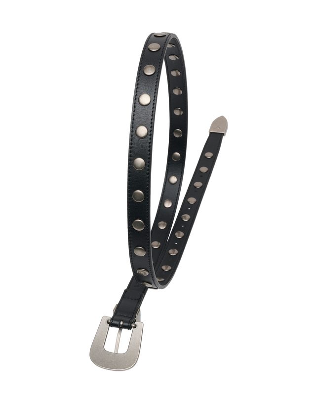 르마스크 BL024 슬림 락 스터드 남자 여자 가죽 벨트 17mm 블랙 착용컷