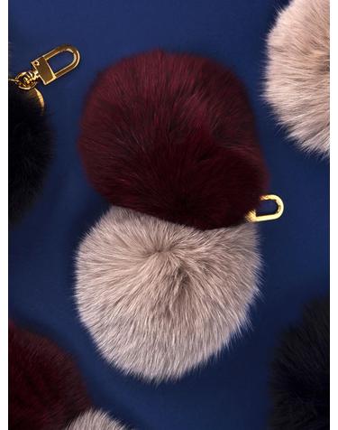 FOX FUR POMPOM 2 Ball Charm 2 Color
