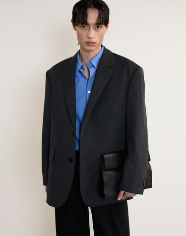 Oversize Single Breasted Jacket (Dark Gray)