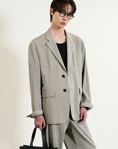 Seersucker Jacket (Light Beige)