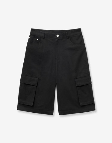 Cotton Cargo Bermuda Pants (Black)