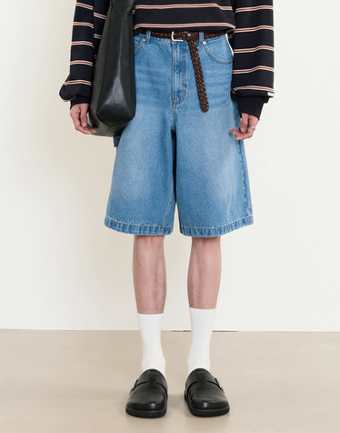Denim Bermuda Pants (Washed Blue)