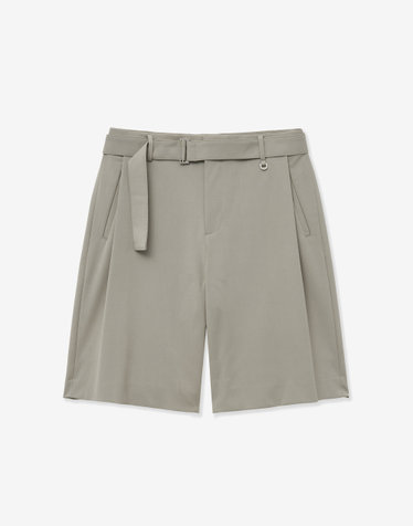 Belted Wide Shorts (Light Beige)