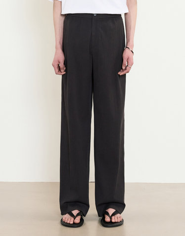 Seersucker Wide Fit Pants (Gray)