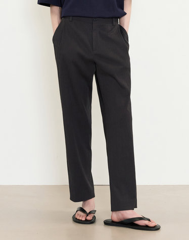 Seersucker Tapered Fit Pants (Grey)