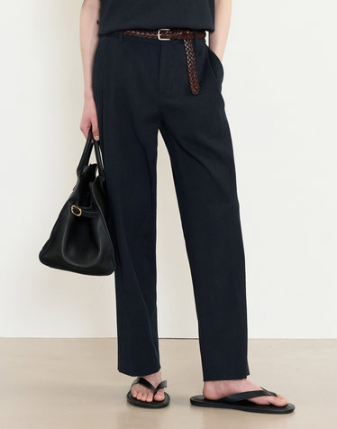 Seersucker Tapered Fit Pants (Navy)