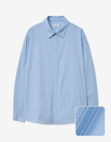 Cotton Stripe Shirt (Blue)