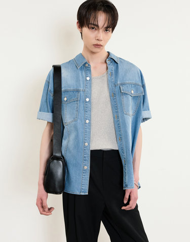 Denim Half Shirt (Light Blue)