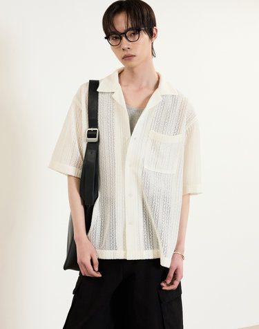 Crochet Camp Collar Shirt (Cream)