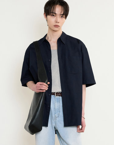 Oxford Half Sleeves Shirt (Navy)