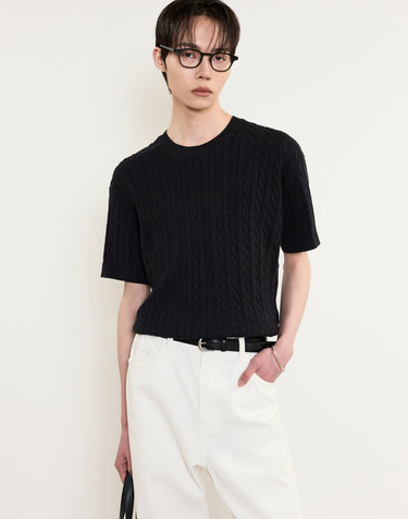 Essential Cable Knit Top (Navy)