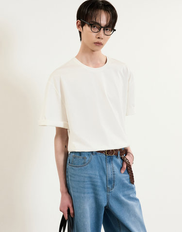 Essential Round Neck T-Shirt (Light Beige)
