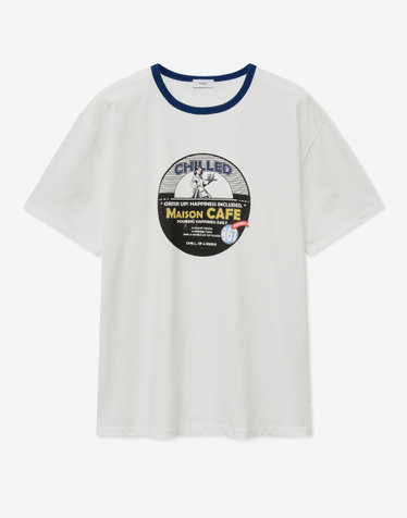 Maison Cafe Ringer T-Shirt (Blue)