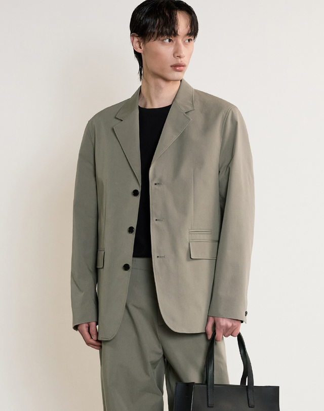 티엔지티 Comfort Cotton Set-Up Jacket (Sage) 세피아 착용컷