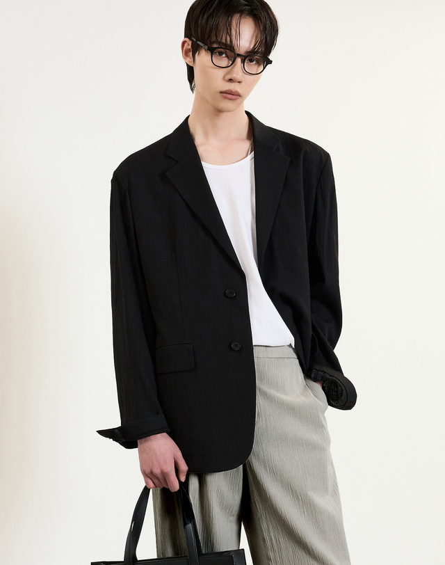티엔지티 Seersucker Jacket (Black) 블랙 착용컷