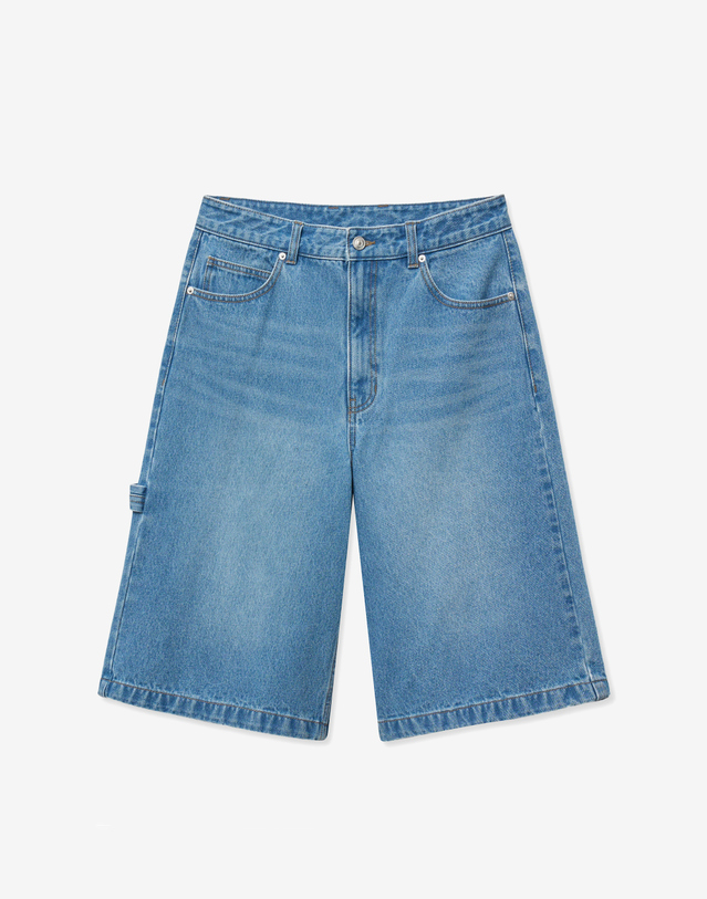 티엔지티 Denim Bermuda Pants (Washed Blue) 블루 착용컷