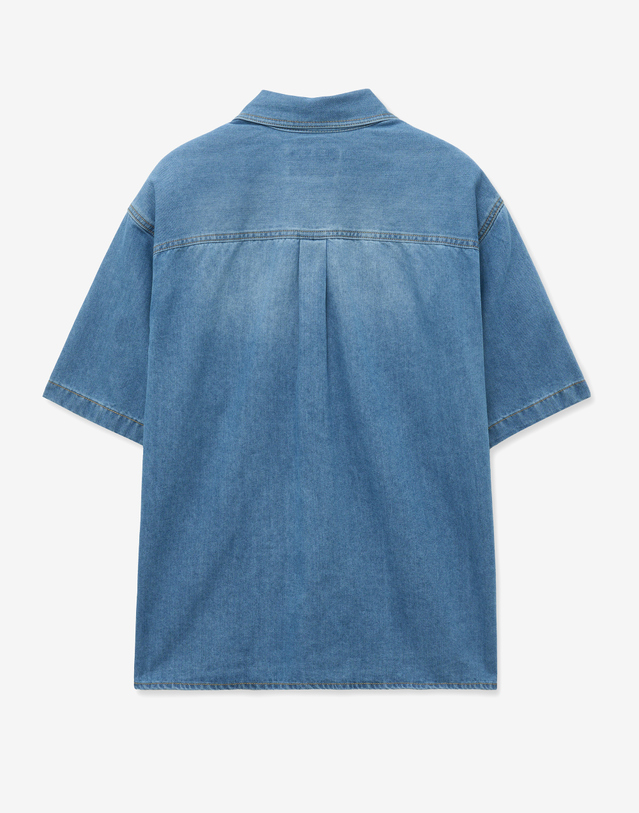 티엔지티 Denim Half Shirt (Light Blue) 블루 착용컷