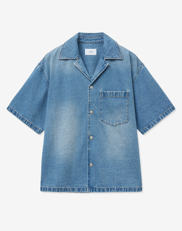 티엔지티 Vintage Denim Over Shirt (Washed Blue) 블루 착용컷
