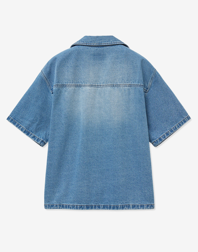 티엔지티 Vintage Denim Over Shirt (Washed Blue) 블루 착용컷