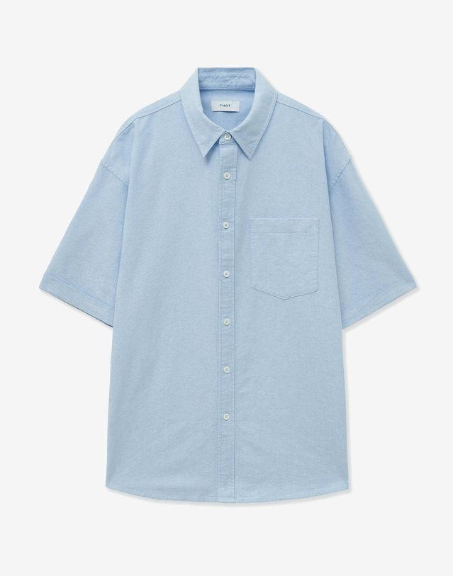 티엔지티 Oxford Half-Sleeves Shirt (Light Blue) 블루 착용컷