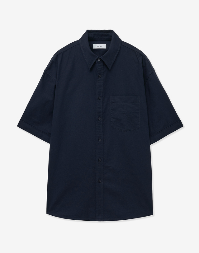 티엔지티 Oxford Half Sleeves Shirt (Navy) 네이비 착용컷