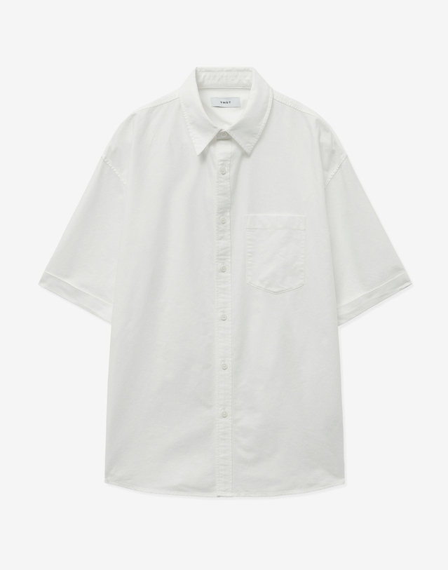 티엔지티 Oxford Half Sleeves Shirt (White) 흰색 착용컷