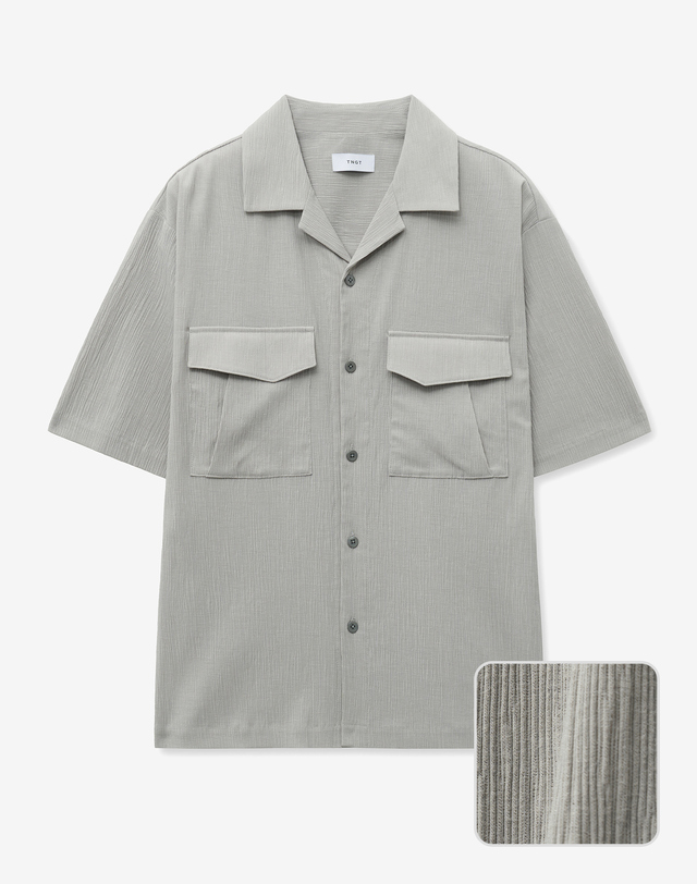 티엔지티 Seersucker Half-Sleeves Shirts (Light Beige) 베이지 착용컷