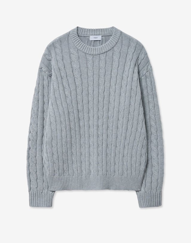 티엔지티 Cable Long Sleeves Knit Top (Gray) 그레이 착용컷