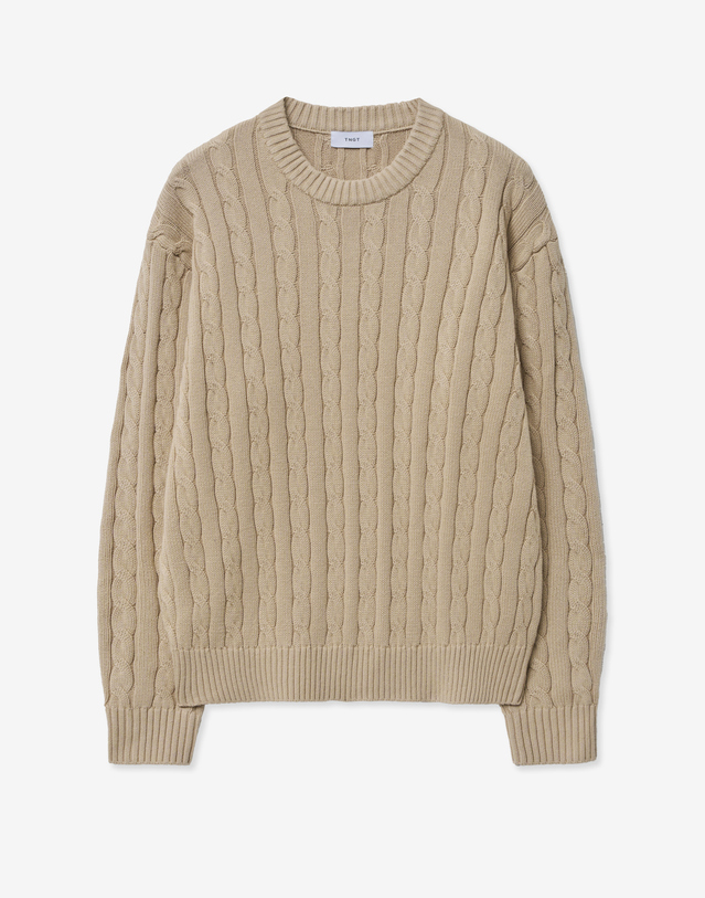 티엔지티 Cable Long Sleeves Knit Top (Tan Beige) 베이지 착용컷