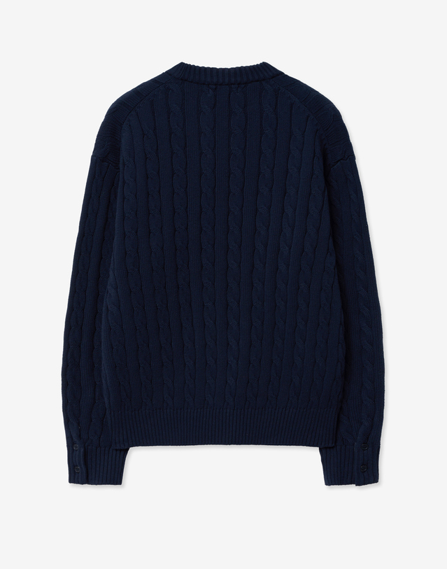 티엔지티 Cable Long Sleeves Knit Top (Navy) 네이비 착용컷