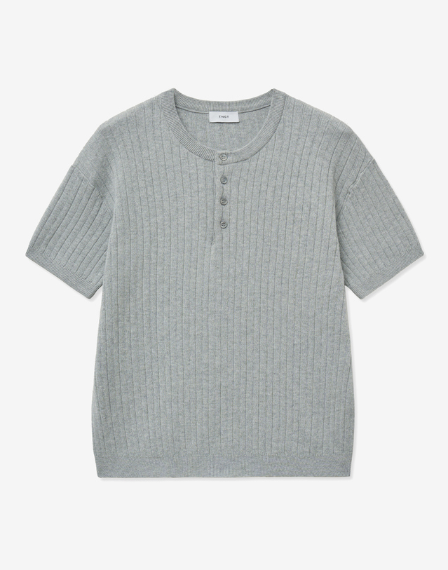 티엔지티 Compact Henley Neck Knit Top (Gray) 그레이 착용컷