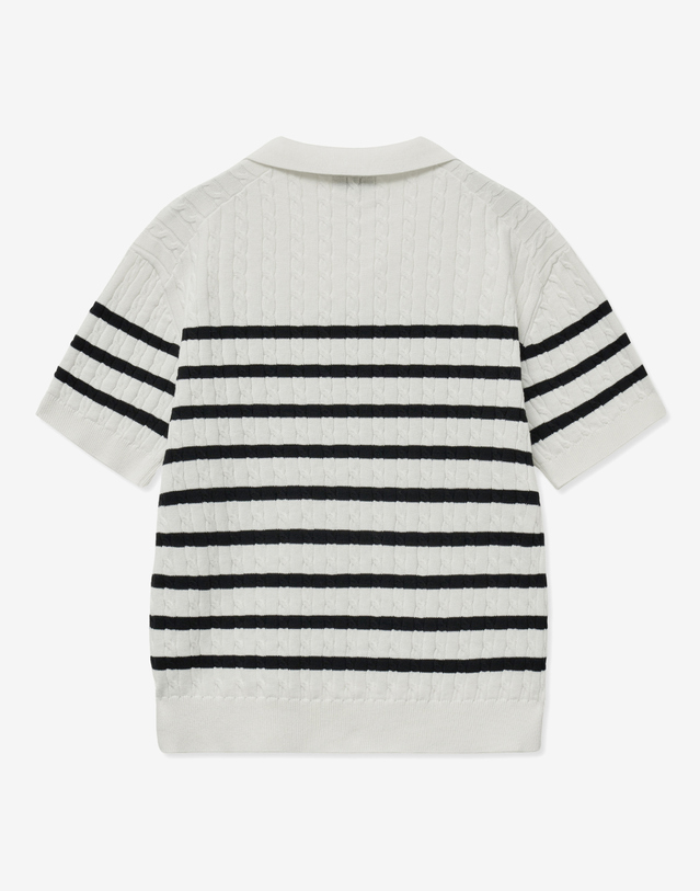 티엔지티 Stripe Cable Knit Top (Ivory) 아이보리 착용컷