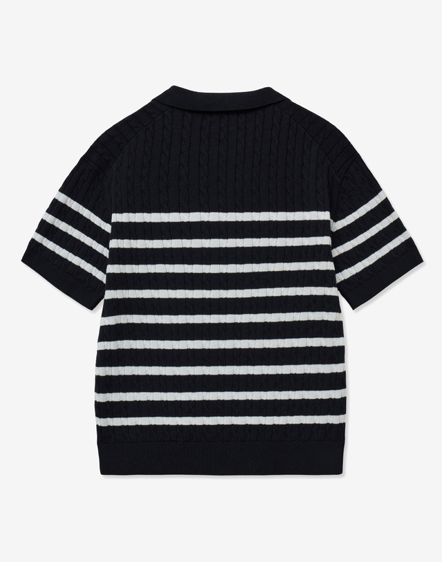 티엔지티 Stripe Cable Knit Top (Navy) 네이비 착용컷
