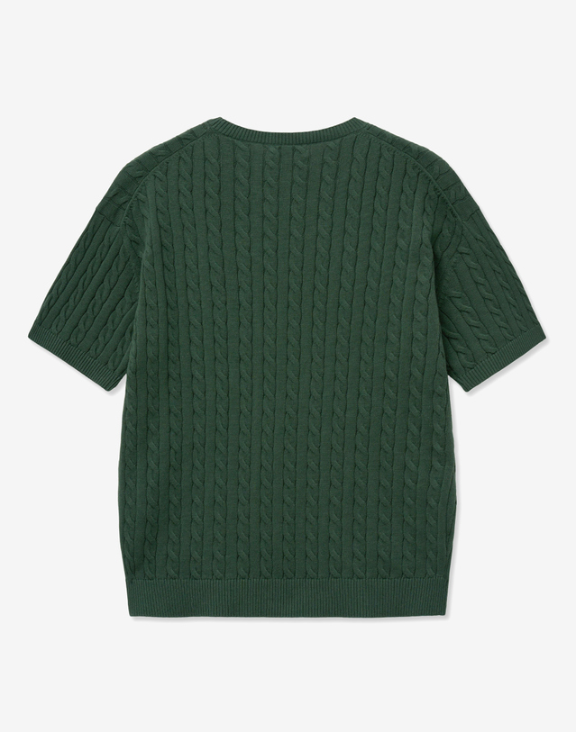 티엔지티 Essential Cable Knit Top (Green) 초록 착용컷