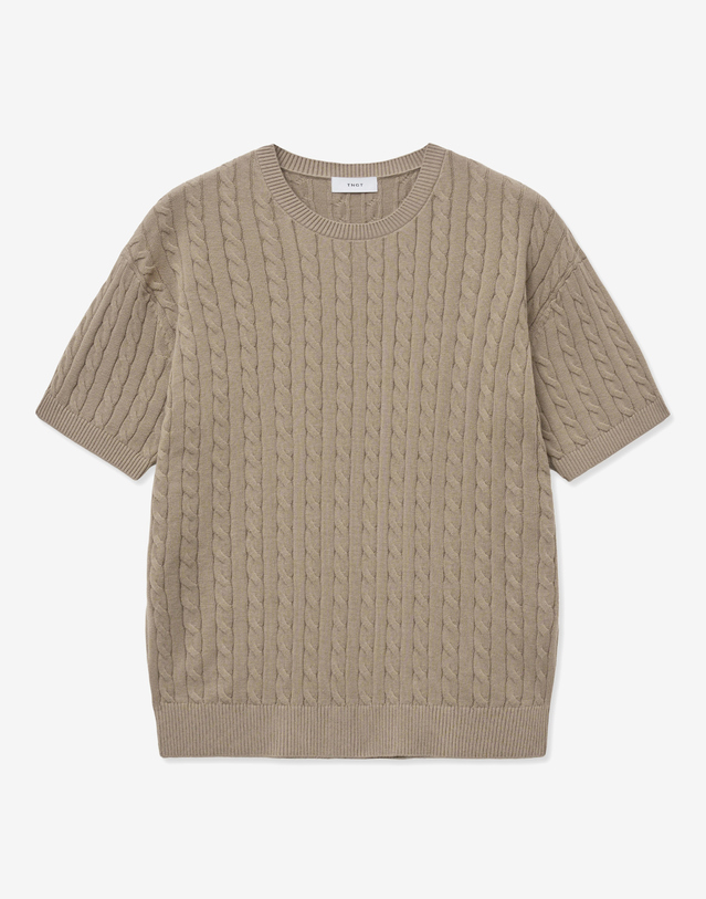 티엔지티 Essential Cable Knit Top (Tan Beige) 베이지 착용컷
