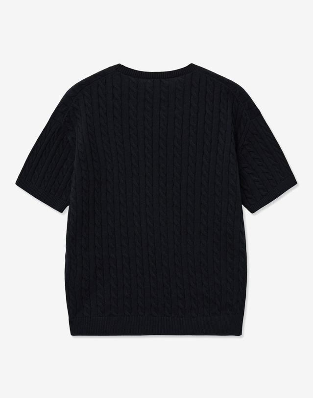 티엔지티 Essential Cable Knit Top (Navy) 네이비 착용컷