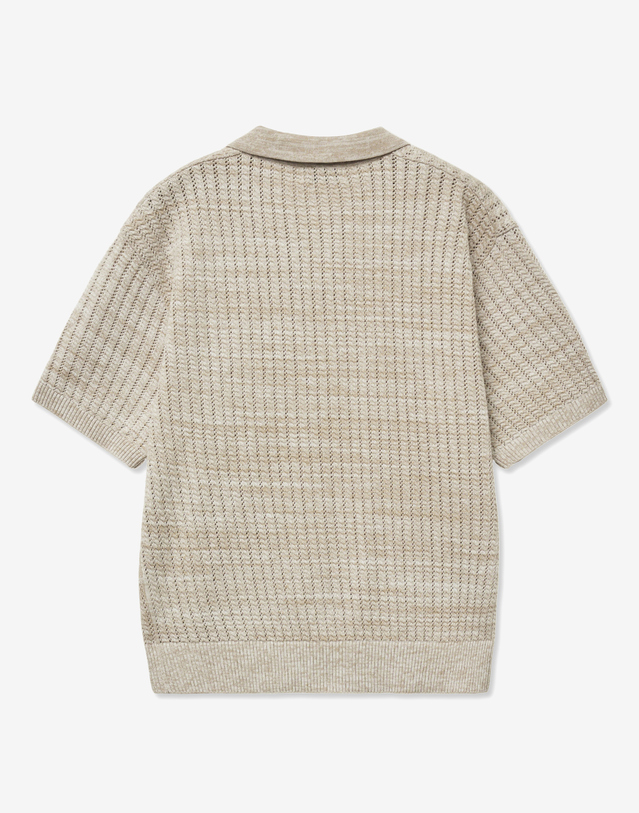 티엔지티 Crochet Polo Knit Top (Melange Beige) 베이지 착용컷