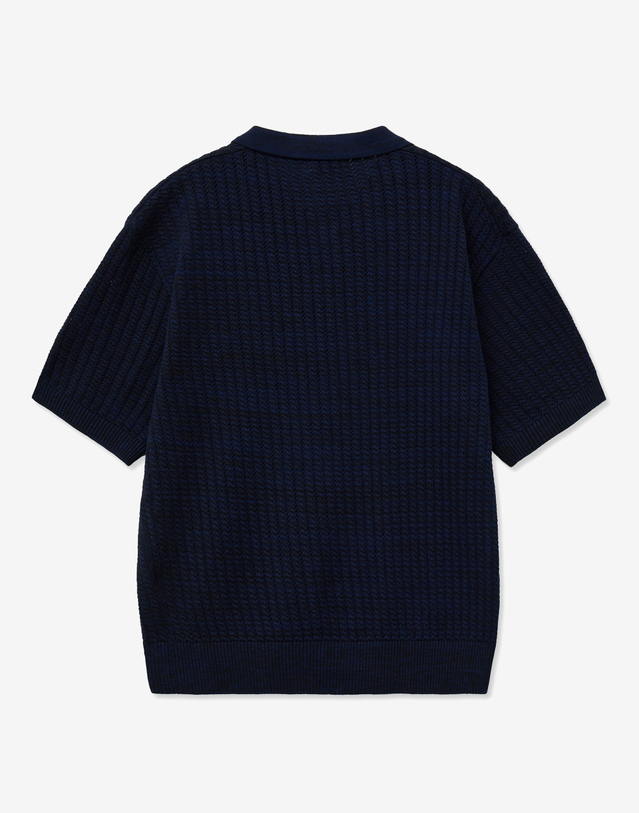 티엔지티 Crochet Polo Knit Top (Melange Navy) 네이비 착용컷
