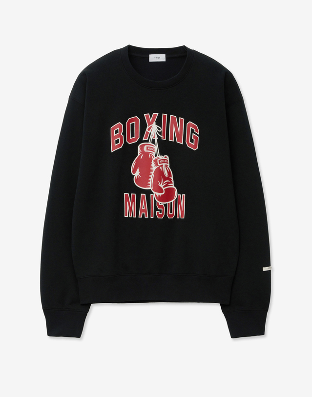티엔지티 Boxing Sweatshirt (Black) 블랙 착용컷
