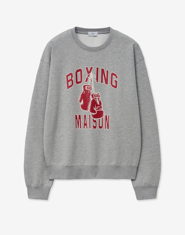 티엔지티 Boxing Sweatshirt (Melange Gray) 그레이 착용컷