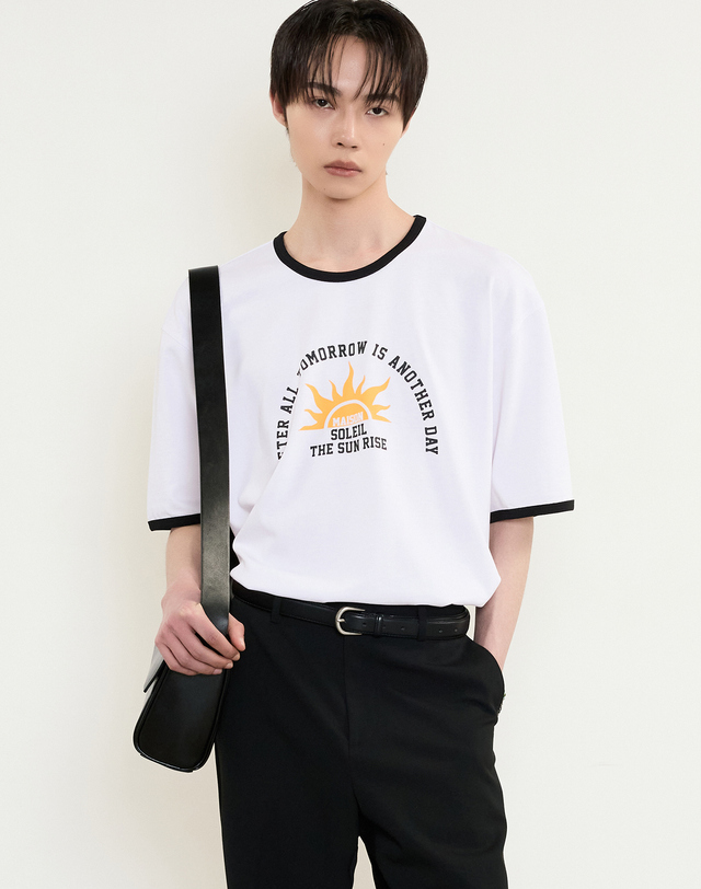 티엔지티 Soleil Ringer T-Shirt (White) 흰색 착용컷