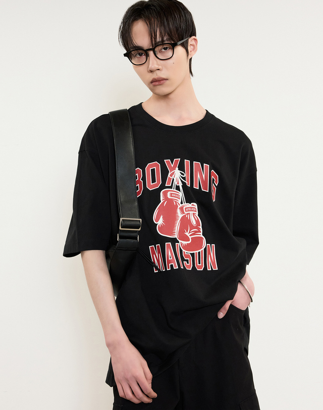 티엔지티 Boxing Graphic T-Shirt (Black) 블랙 착용컷