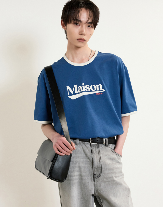 티엔지티 Maison Logo Ringer T-Shirt (Blue) 블루 착용컷