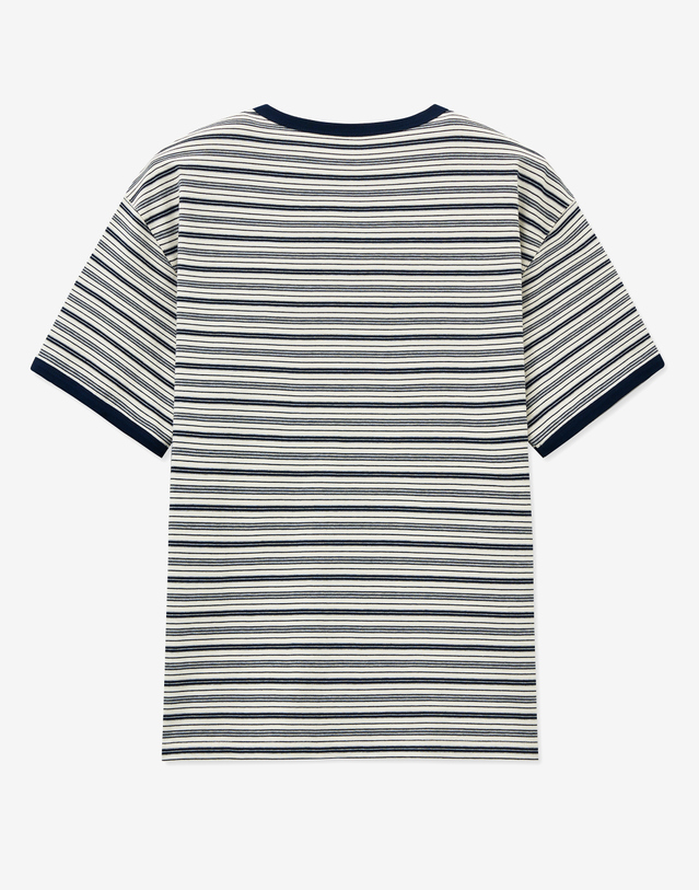 티엔지티 Stripe Henley Neck T-shirt (Navy) 네이비 착용컷
