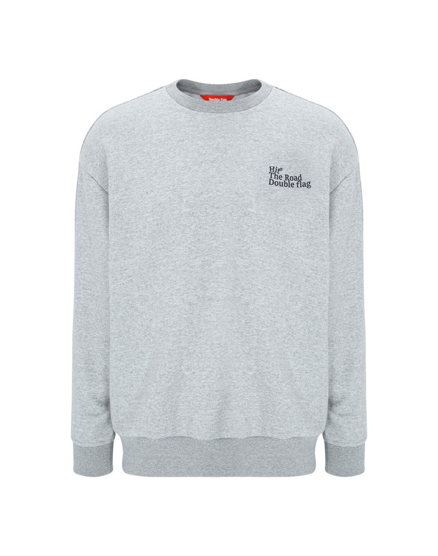 더블플래그 남성 [Range wear] 멜란지 그레이 남성 그래픽 포인트 맨투맨 티셔츠 밝은 그레이 착용컷