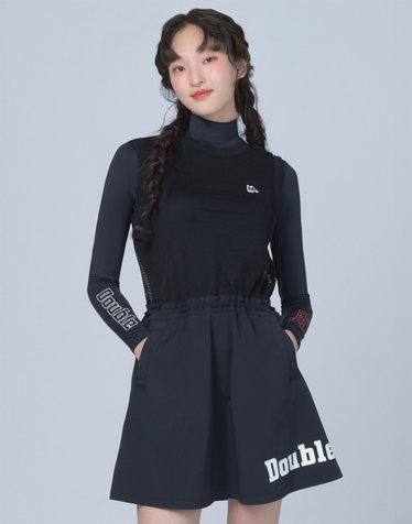 [AIR Cool] 블랙 여성 메쉬 TOP 플리츠 레이어드 원피스