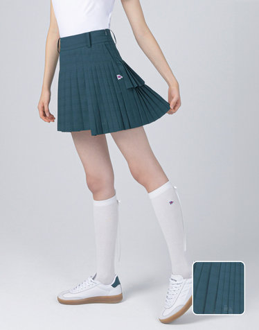 [품절임박][AIR Cool] 다크그린 여성 펀칭 포인트 반전 플리츠 스커트