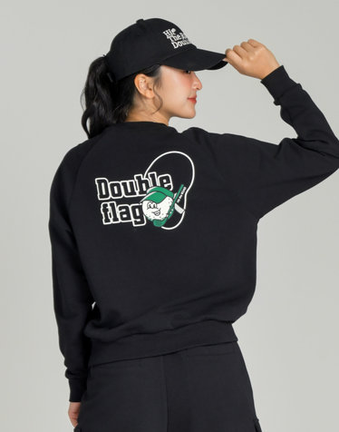 [품절임박][Range wear] 블랙 여성 라운딩 그래픽 포인트 맨투맨