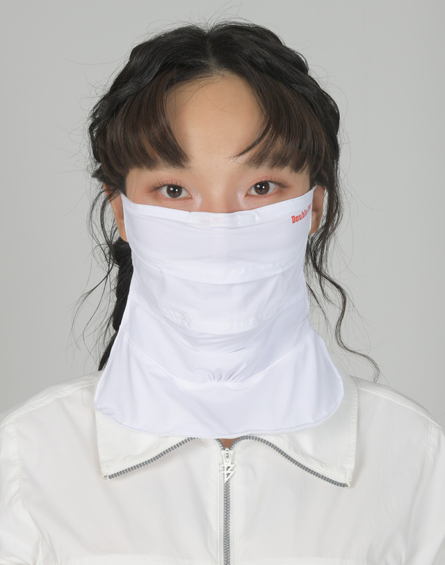 더블플래그 여성 [AIR Cool] 화이트 여성 UV차단 히든메쉬 3단 마스크 미색 착용컷